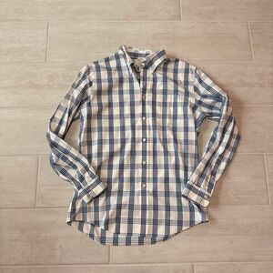 Brooks Brothers Long Sleeve Shirt Milano Fit White Blue Large Neck Plaid